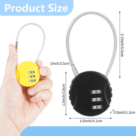 Moxweyeni 8 Pack 3 Digit Combination Cable Padlock,Multi Color