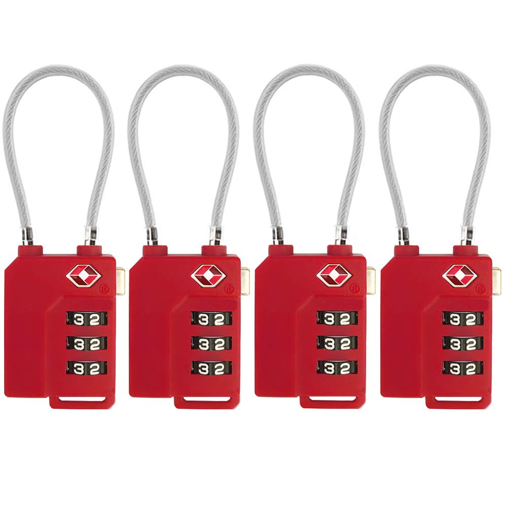 TSA Lock Security 3 Digit Combination Suitcase Luggage Bag Code Lock Padlock (Blue-4-Pack)