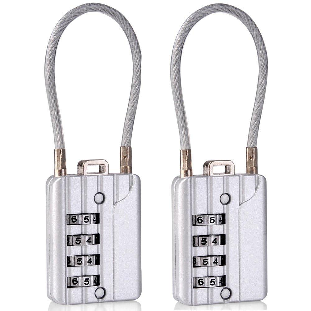 SEPOX® 4PK Metal Combo Padlock, Resettable 4-Digit, Extra Long Cable 7 Inch
