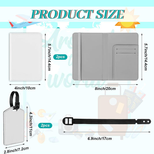 4 Pcs Blank Sublimation Luggage Tags and Passport Holder Covers for Travel