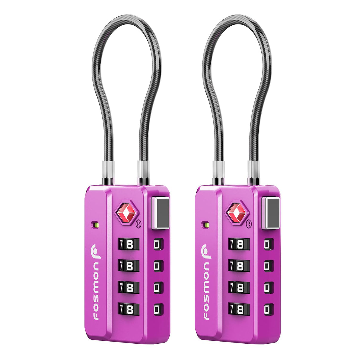 Fosmon TSA Approved Cable Luggage Locks, 4 Digit Combination, 4 Pack