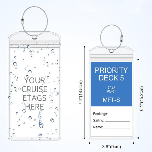 Clabby Cruise Clear Luggage Tag Holder Bag with Loop for Carnival, 50 Sets