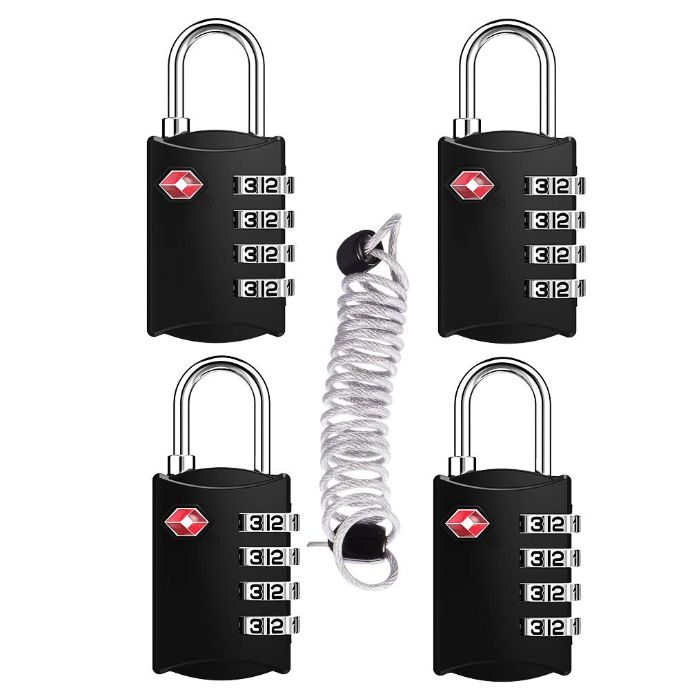 ZHEGE TSA Luggage Lock for Train Travel, 26"L × 0.1"D Cable (2 Pack, Black)