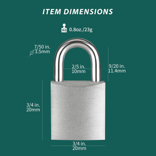 Guliffen Small Aluminum Locks with Keys, 3/4-Inch Body Width Mini Locks with Same Key for Briefcase, Boxe, Lockers, Luggage,Backpack, 12 Pack
