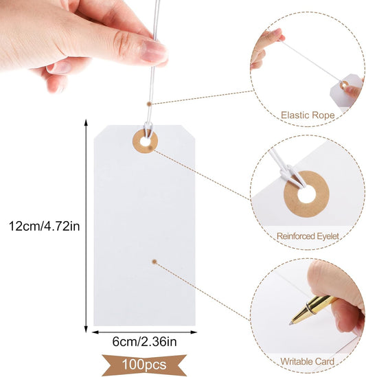 100pcs Price Tags with String Attached White Hang Paper Tags