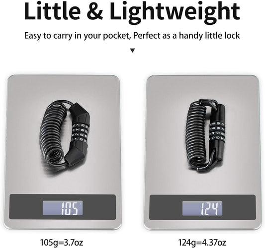 ROCKBROS Motorcycle Helmet Lock 4 Digit Lightweight Retractable 2Pcs