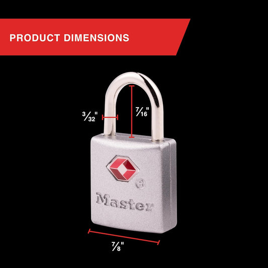 Master Lock TSA Luggage Lock Keyed Alike, Brass and Nickel, 4-Pack 4683Q