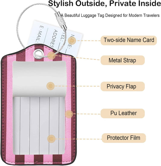 Luggage Tag, Premium Faux Leather Travel ID Tag, Stylish Suitcase Accessory