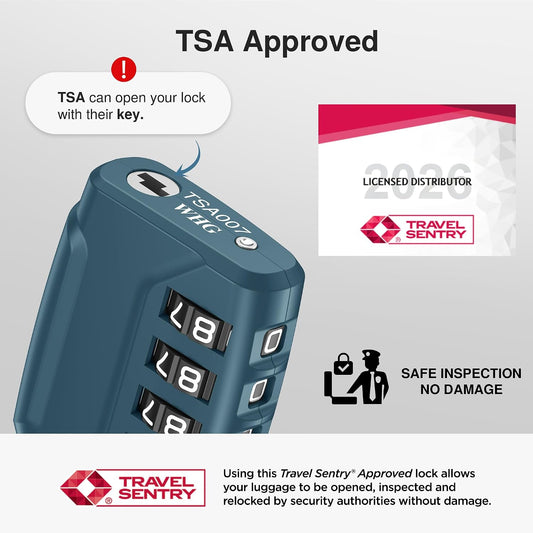 Puroma 2 TSA Approved Luggage Locks 4 Digit Code Cable Lock Blue Peacock