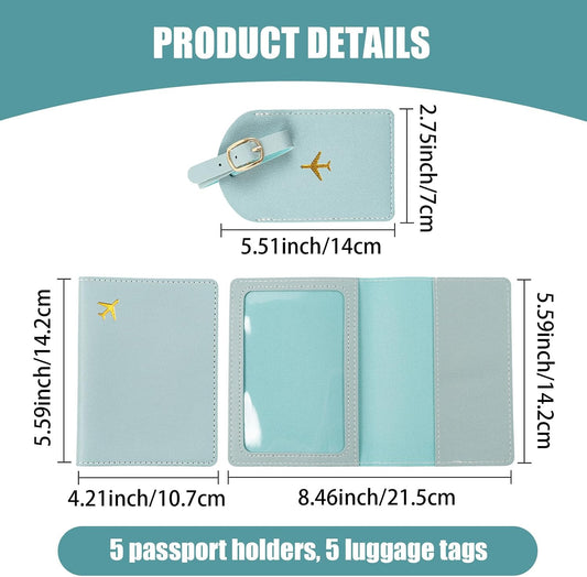 10Pcs Passport Holder and Luggage Tag Set, Passport Cover for Travel