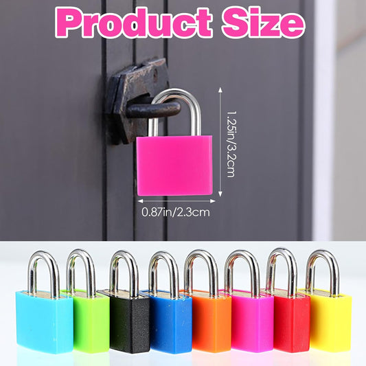 24 Pcs Multicolor Small Luggage Locks with Keys, Mini Locker Lock, Metal Suitcase Locks, Plastic-Covered Copper Keyed Padlock for Locker, Suitcase, Boxes (8 Colors)