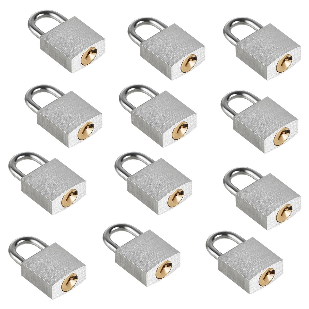 Guliffen Small Aluminum Locks with Keys, 3/4-Inch Body Width Mini Locks with Same Key for Briefcase, Boxe, Lockers, Luggage,Backpack, 12 Pack