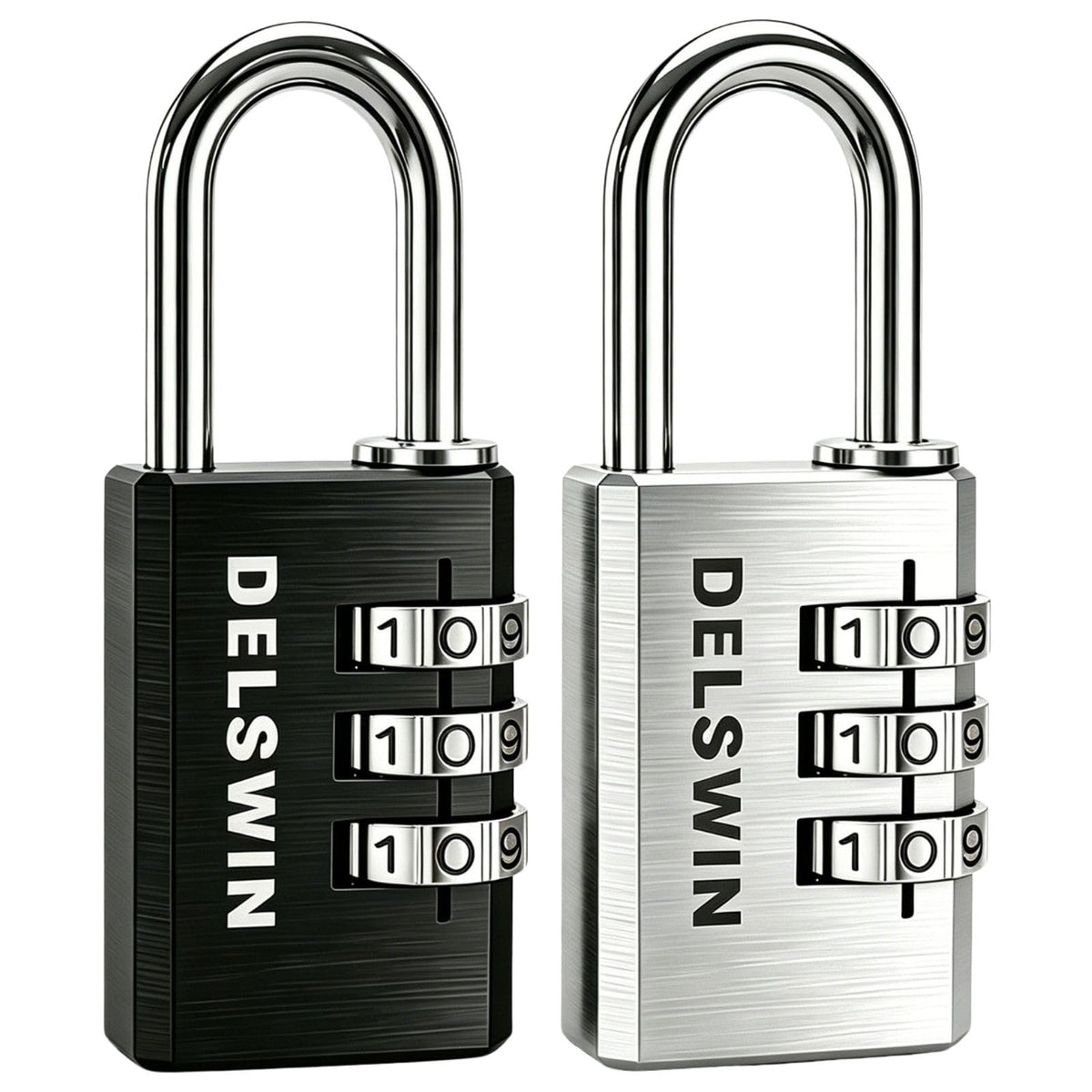 DELSWIN 3-Digit Aluminum Combination Padlock, Small Resettable Lock
