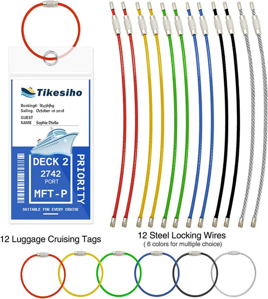 Tikesiho 12 Pack Wide Cruise Luggage Tag Holders for Carnival, NCL, Princess, Holland America and MSC, Cruise Essentials 2026-2027