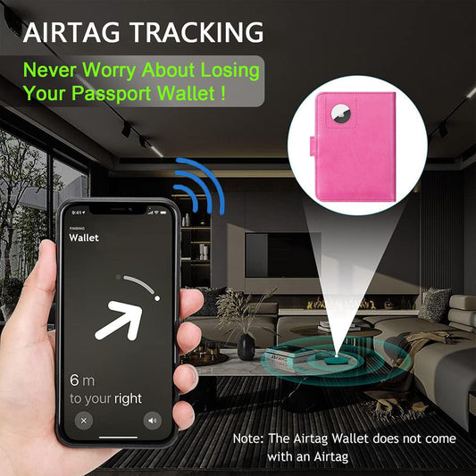 Airtag Passport Holder Cover Wallet RFID Blocking, Travel Essentials