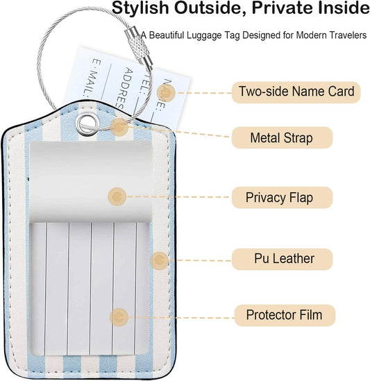 Luggage Tag, Premium Faux Leather Travel ID Tag, Stylish Suitcase Accessory