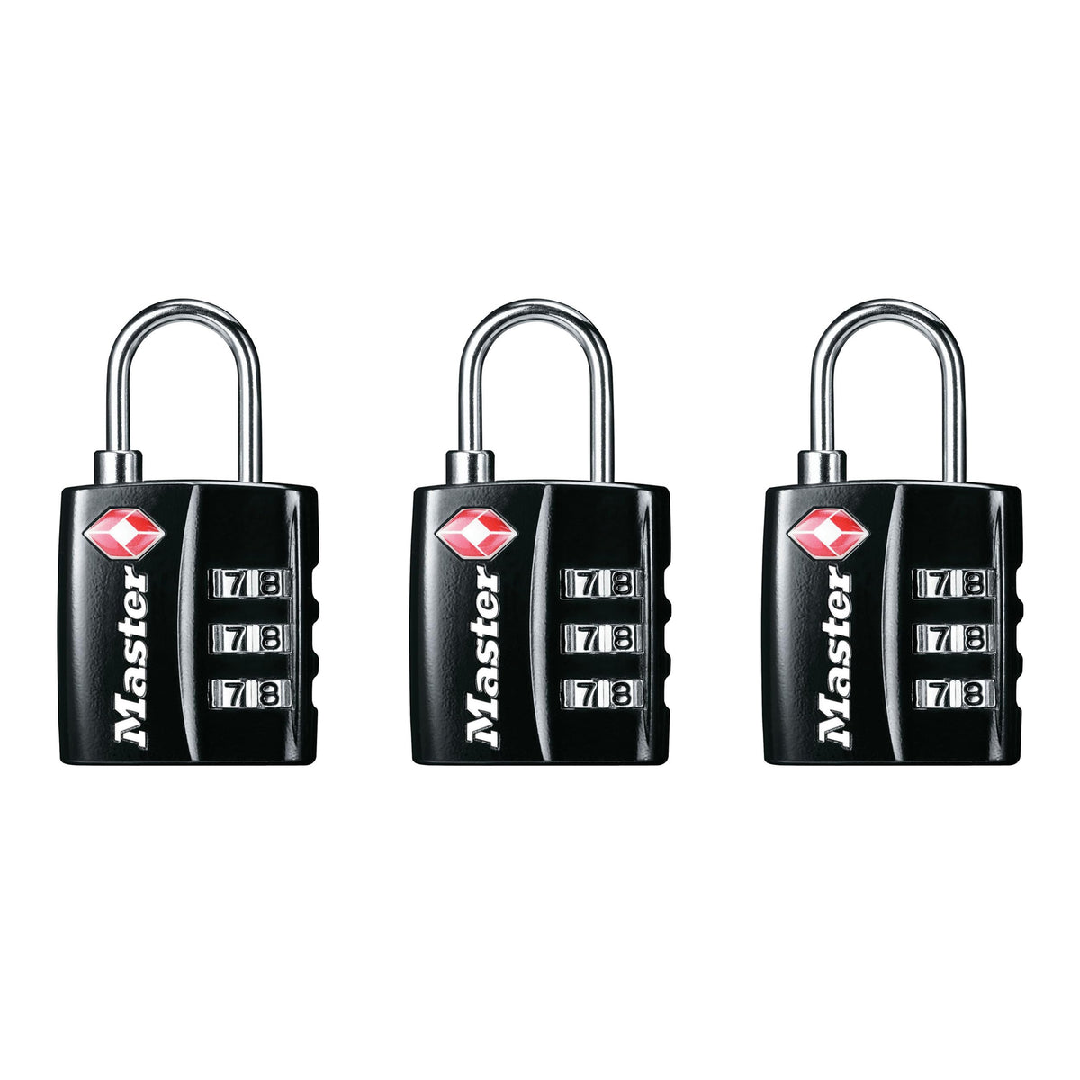 Master Lock TSA Approved Luggage Lock Black Backpack Lock 3-Pack 4680BLKEC3