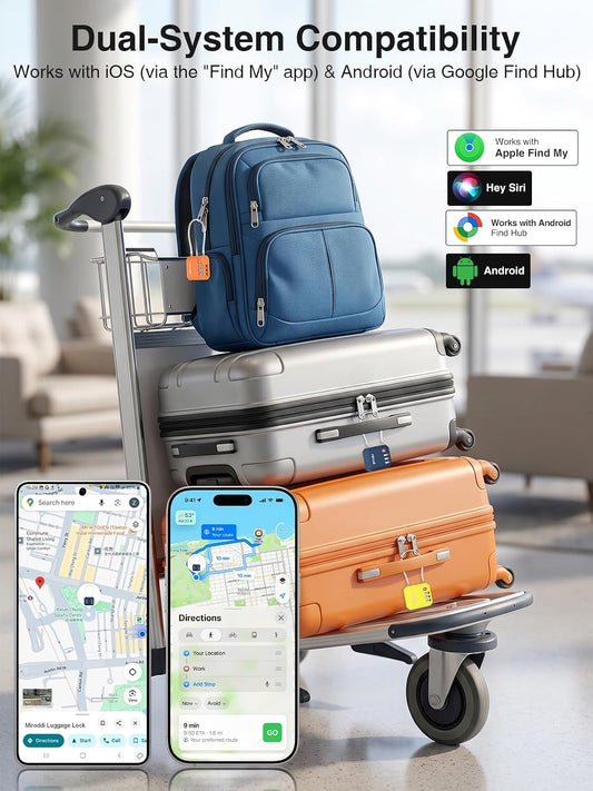 Miroddi TSA Lock for Luggage, Works with Apple Find My & Google Find Hub