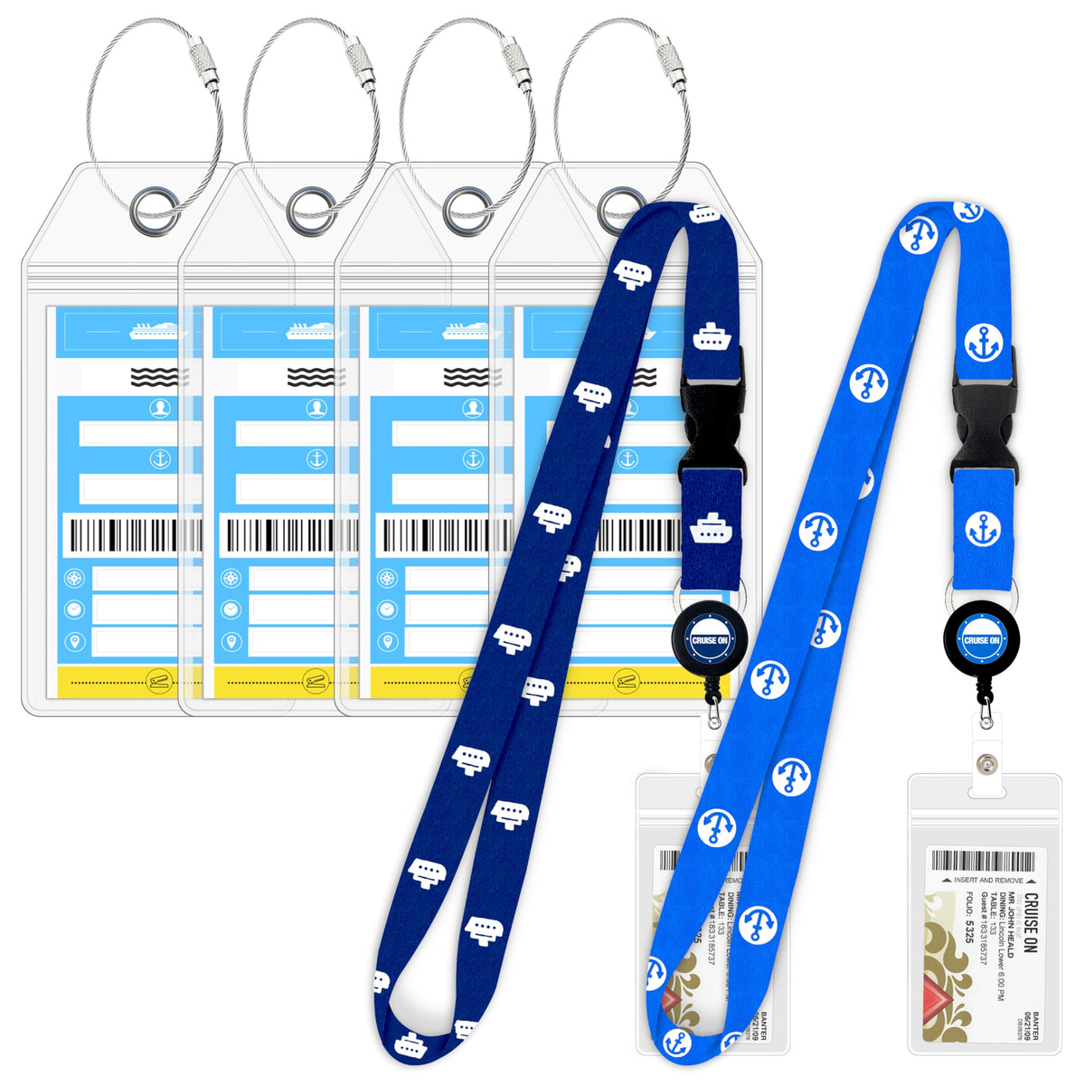 Cruise On NCL Luggage Tag Holders 4 Pack, NCL Cruise Tags, Clear