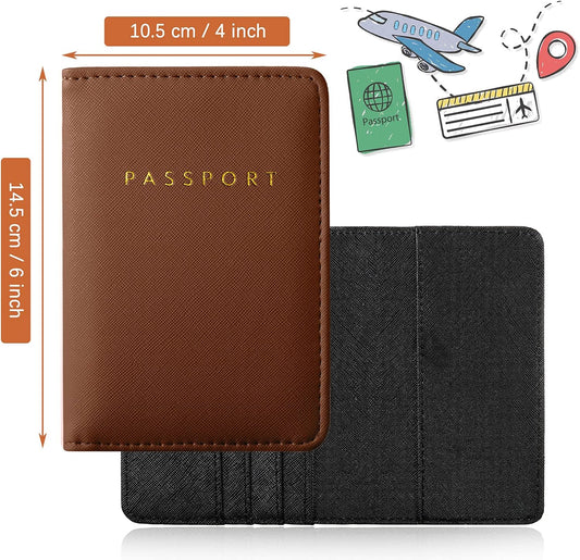 Frienda 2 Pcs Passport Holder Covers Waterproof Leather