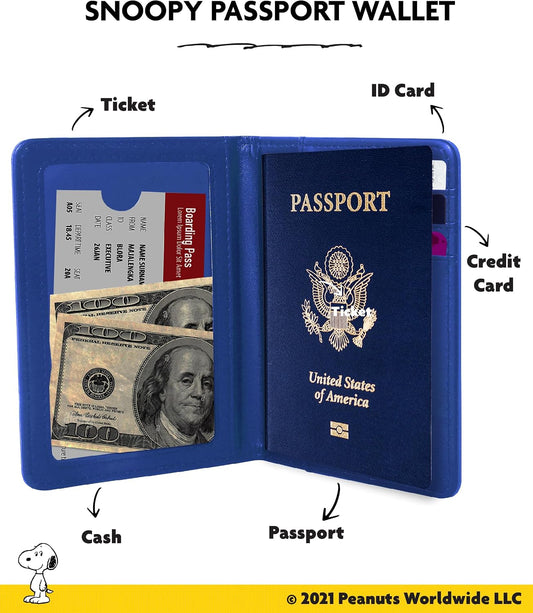 Peanuts Woodstock and Snoopy Passport Cover Official License (Blue)