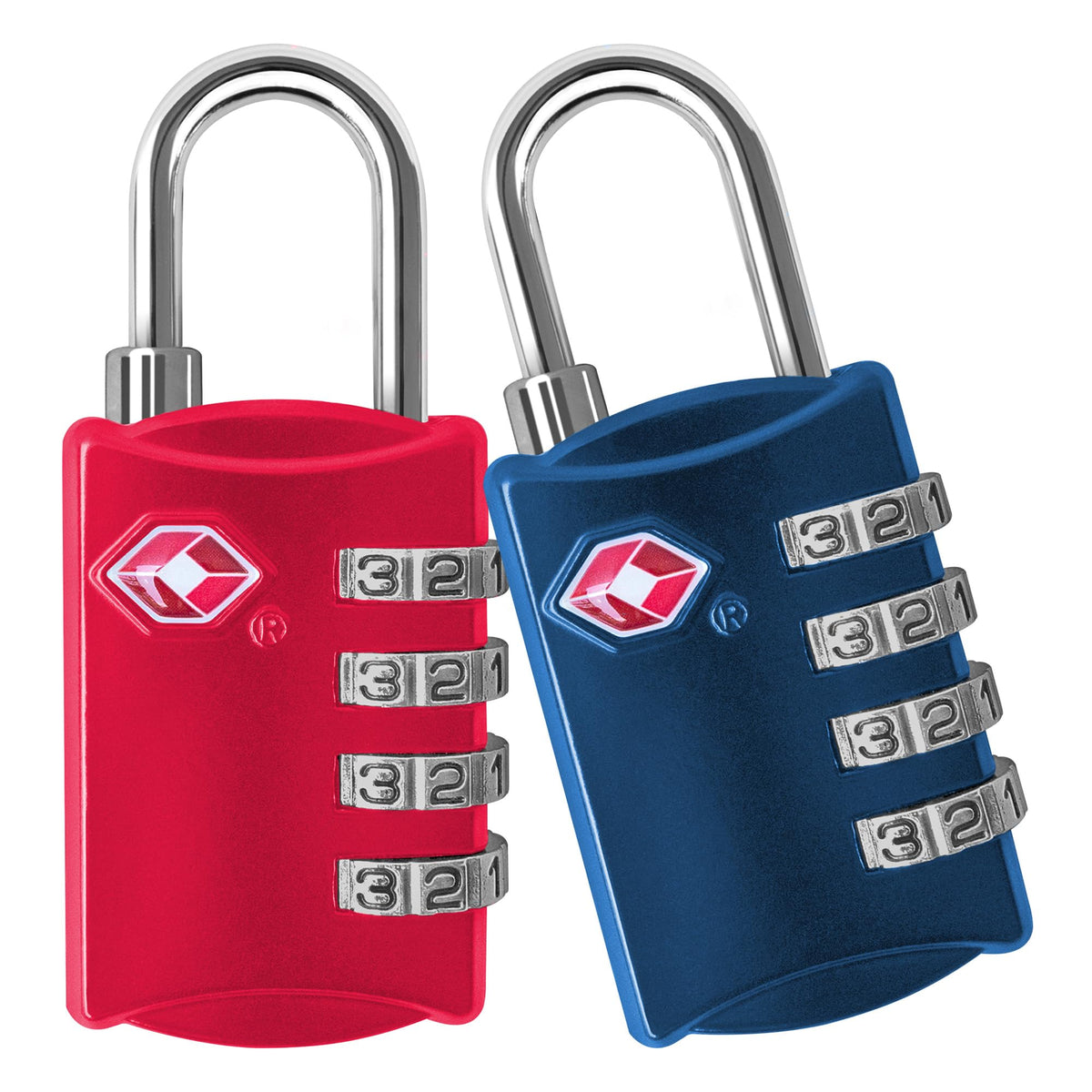 TSA Locks for Luggage, 2-Pc Durable Steel Padlock, Keyless Easy to Read 4-Digit Combination Lock for Backpacks, Travel Suitcases, Toolbox, Filing Cabinets, Baggage & Gym Locker, Black