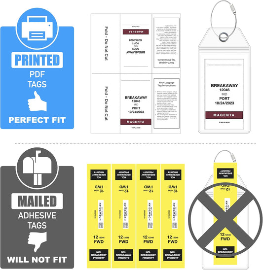 Cruise On NCL Luggage Tag Holders 4 Pack, NCL Cruise Tags, Clear