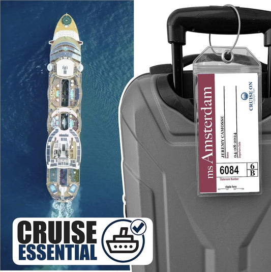 Cruise On Holland America Luggage Tag Holders (4 Pack), Clear & Waterproof