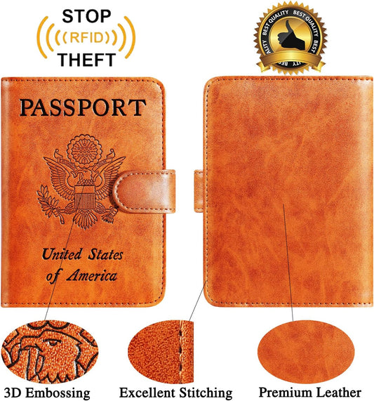 Passport Holder Cover Wallet RFID Blocking, Travel Essentials