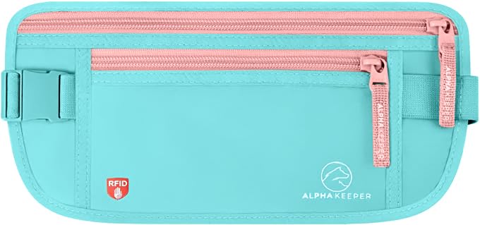 Alpha Keeper Money Belt for Travel Men Women Hidden RFID Passport Holder