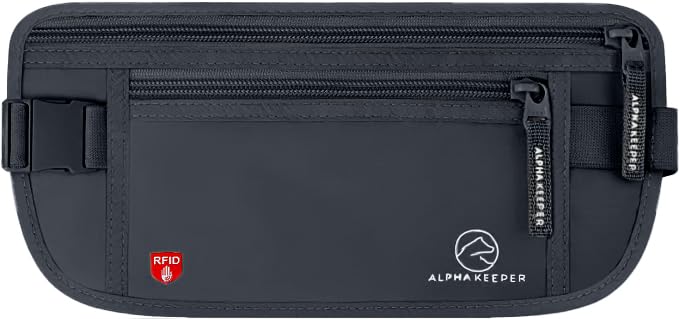 Alpha Keeper Money Belt for Travel Men Women Hidden RFID Passport Holder