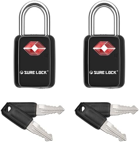SURE LOCK Mini TSA Approved Keyed Luggage Lock – One Key Opens All, Fits Tight Zipper Gaps & Small Pull Holes, Compact Travel Lock for Suitcases, Backpacks & Handbags