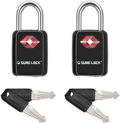 SURE LOCK Mini TSA Approved Keyed Luggage Lock – One Key Opens All, Fits Tight Zipper Gaps & Small Pull Holes, Compact Travel Lock for Suitcases, Backpacks & Handbags