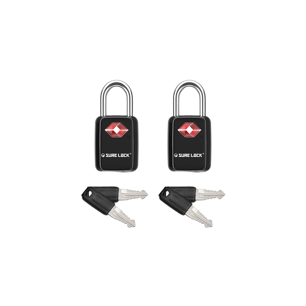 SURE LOCK Mini TSA Approved Keyed Luggage Lock – One Key Opens All, Fits Tight Zipper Gaps & Small Pull Holes, Compact Travel Lock for Suitcases, Backpacks & Handbags