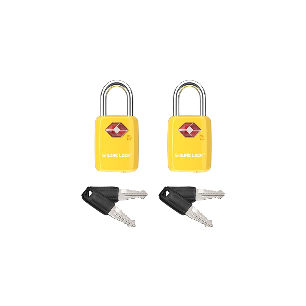 SURE LOCK Mini TSA Approved Keyed Luggage Lock – One Key Opens All, Fits Tight Zipper Gaps & Small Pull Holes, Compact Travel Lock for Suitcases, Backpacks & Handbags
