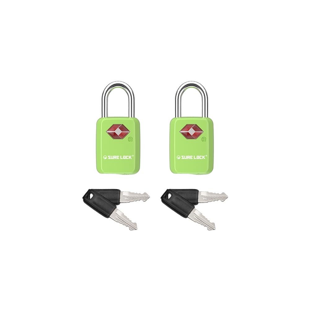 SURE LOCK Mini TSA Approved Keyed Luggage Lock – One Key Opens All, Fits Tight Zipper Gaps & Small Pull Holes, Compact Travel Lock for Suitcases, Backpacks & Handbags