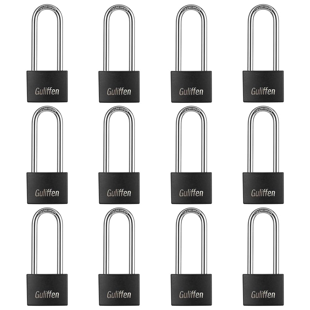 Guliffen Small Aluminum Locks with Keys, 3/4-Inch Body Width Mini Locks with Same Key for Briefcase, Boxe, Lockers, Luggage,Backpack, 12 Pack