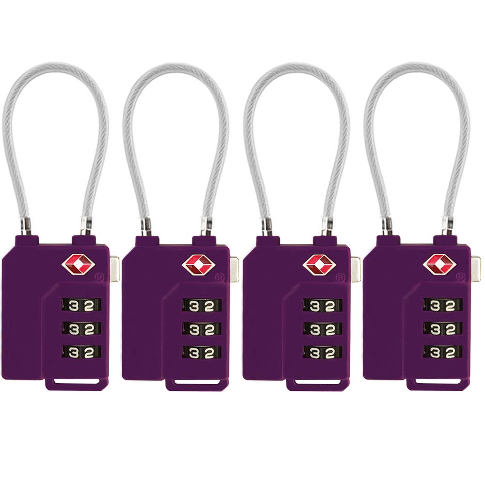 TSA Lock Security 3 Digit Combination Suitcase Luggage Bag Code Lock Padlock (Blue-4-Pack)