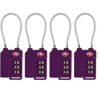 TSA Lock Security 3 Digit Combination Suitcase Luggage Bag Code Lock Padlock (Blue-4-Pack)