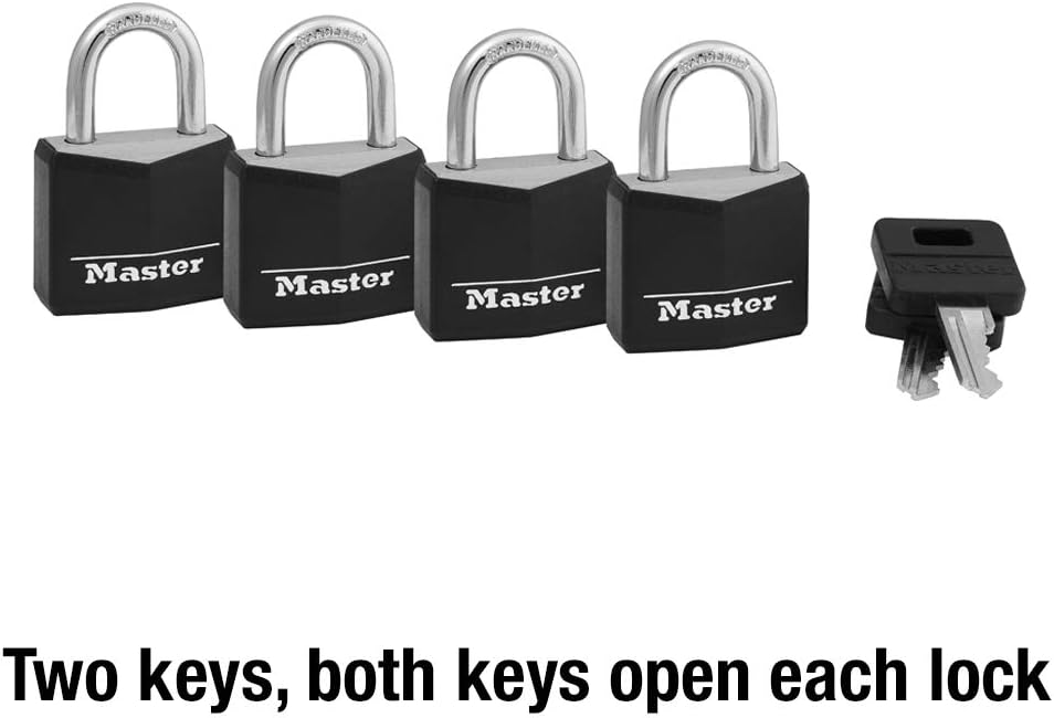 Master Lock Outdoor Padlock Weather-Resistant Keyed Alike Lock 4-Pack 131Q