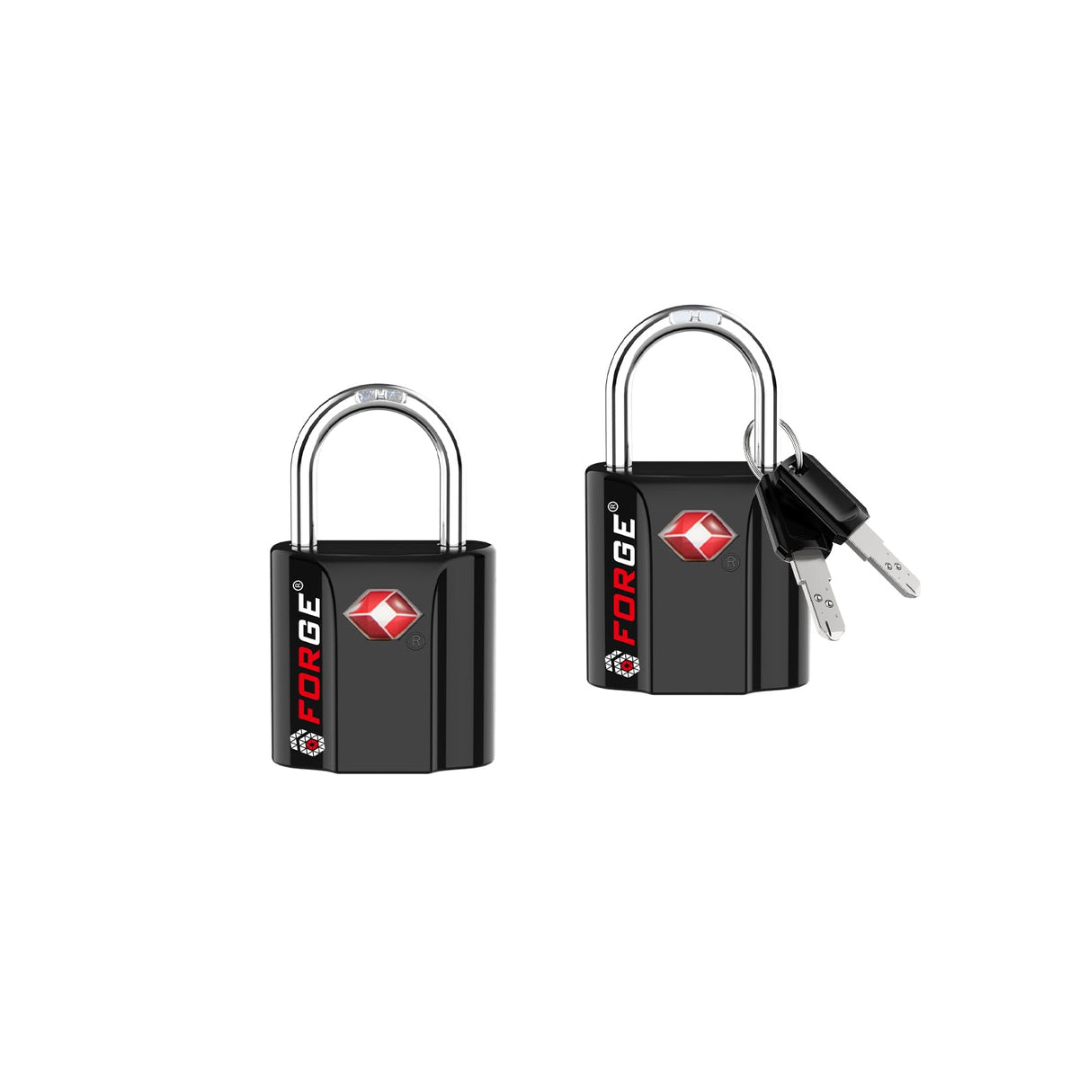 Forge OX 1'' Wide 1.8'' Tall, TSA Approved Luggage Locks: Key Locks for Travel. Ultra Secure Dimple Key Travel Locks Alloy Body. for Luggage, Backpack, Small Toolbox and More. Black 2 Pack.