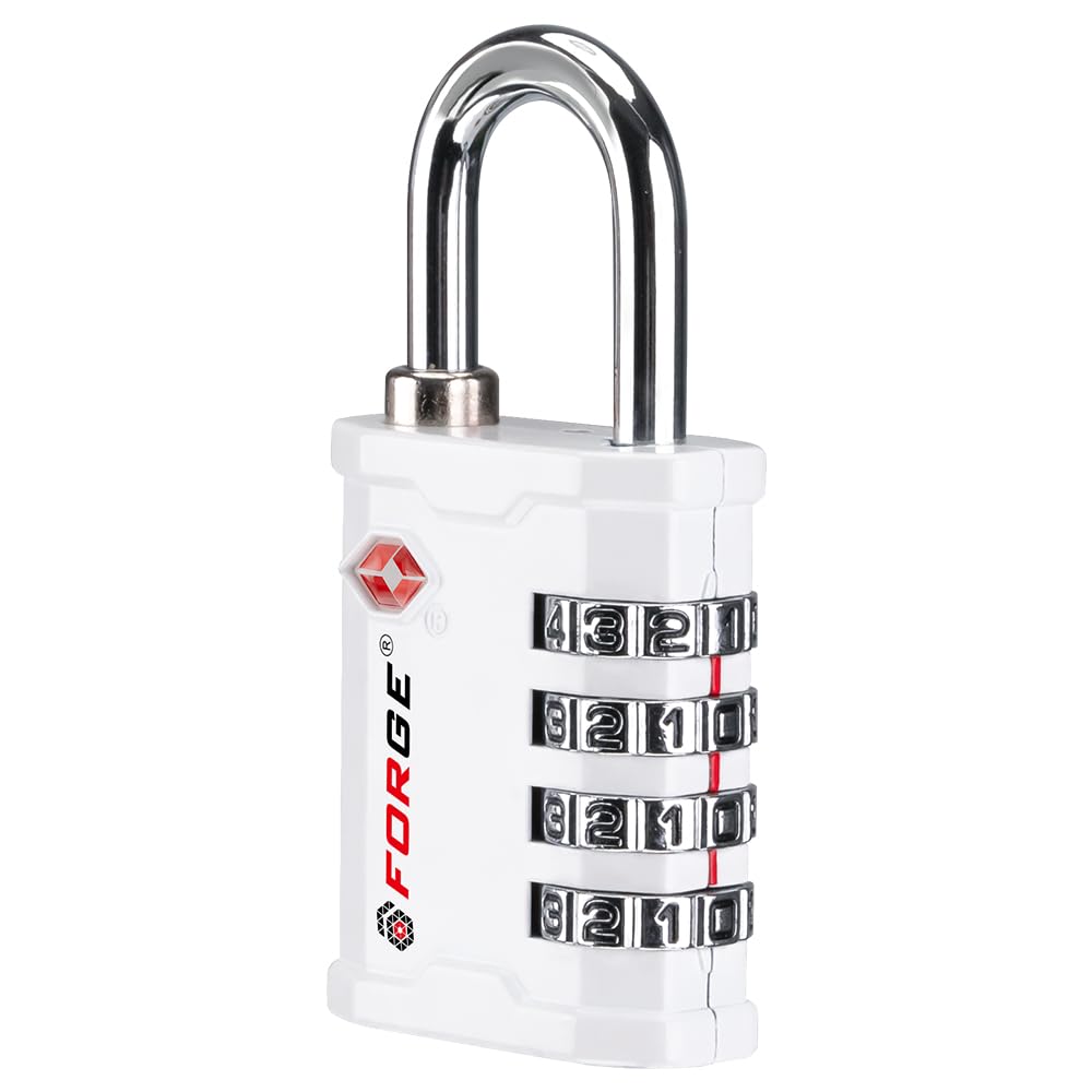 Forge 4-Digit TSA Approved Travel Locks – Heavy-Duty Combination Padlock for Travel, Gym, Pelican Case. Black 2-Pack.
