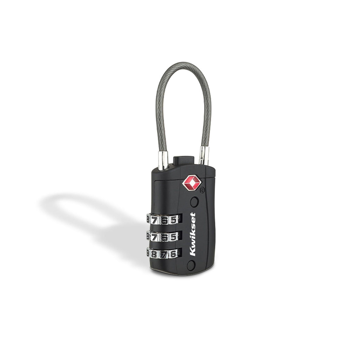 Kwikset TSA Approved Combination Luggage Lock with Cable, 1-Pack, Red