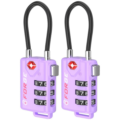 Forge TSA Approved Luggage Locks, Open Alert Cable Lock, Black, 4 Pack