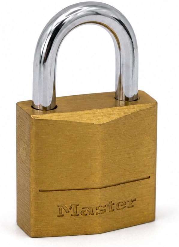 Master Lock Padlock, Solid Brass Lock, 3/4 in. Wide, 120Q (Pack of 4-Keyed Alike)