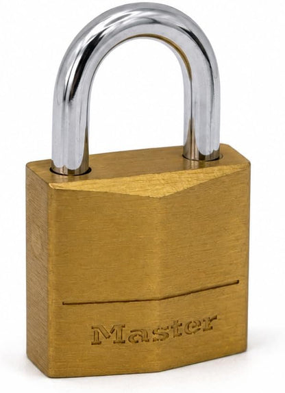 Master Lock Padlock, Solid Brass Lock, 3/4 in. Wide, 120Q (Pack of 4-Keyed Alike)