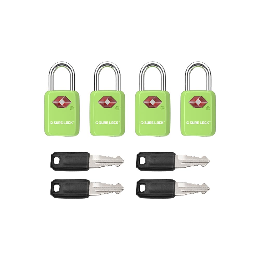 SURE LOCK Mini TSA Approved Keyed Luggage Lock – One Key Opens All, Fits Tight Zipper Gaps & Small Pull Holes, Compact Travel Lock for Suitcases, Backpacks & Handbags