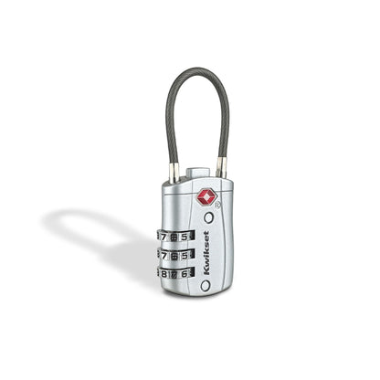 Kwikset TSA Approved Combination Luggage Lock with Cable, 1-Pack, Blue