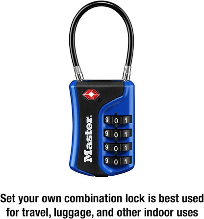 Master Lock 4697D Set Your Own Combination TSA Approved Luggage Lock, 1 Pack, Colors May Vary