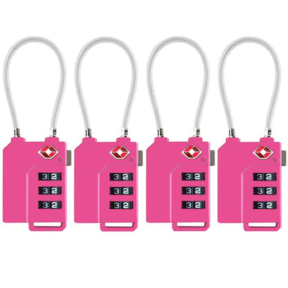 TSA Lock Security 3 Digit Combination Suitcase Luggage Bag Code Lock Padlock (Blue-4-Pack)